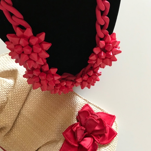 Zara Red Verbena Hand-painted Necklace - Picture 13 of 15